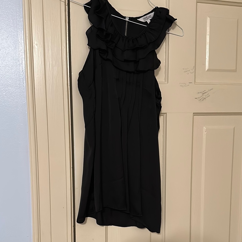 Tramp Black Ruffled Halter Sheath Top